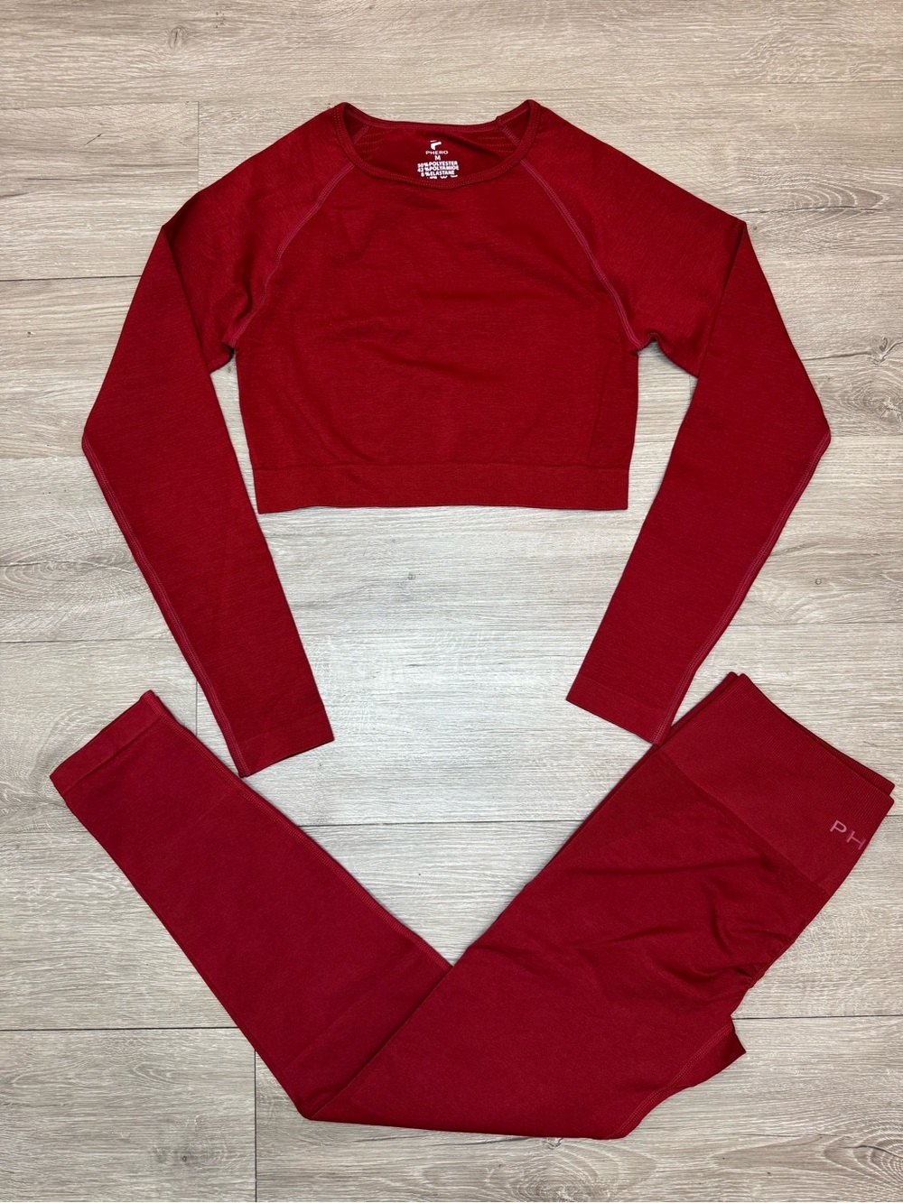 Red Seamless Workout Set Crop Top High Waist Leggings Gym Yoga Activewear
